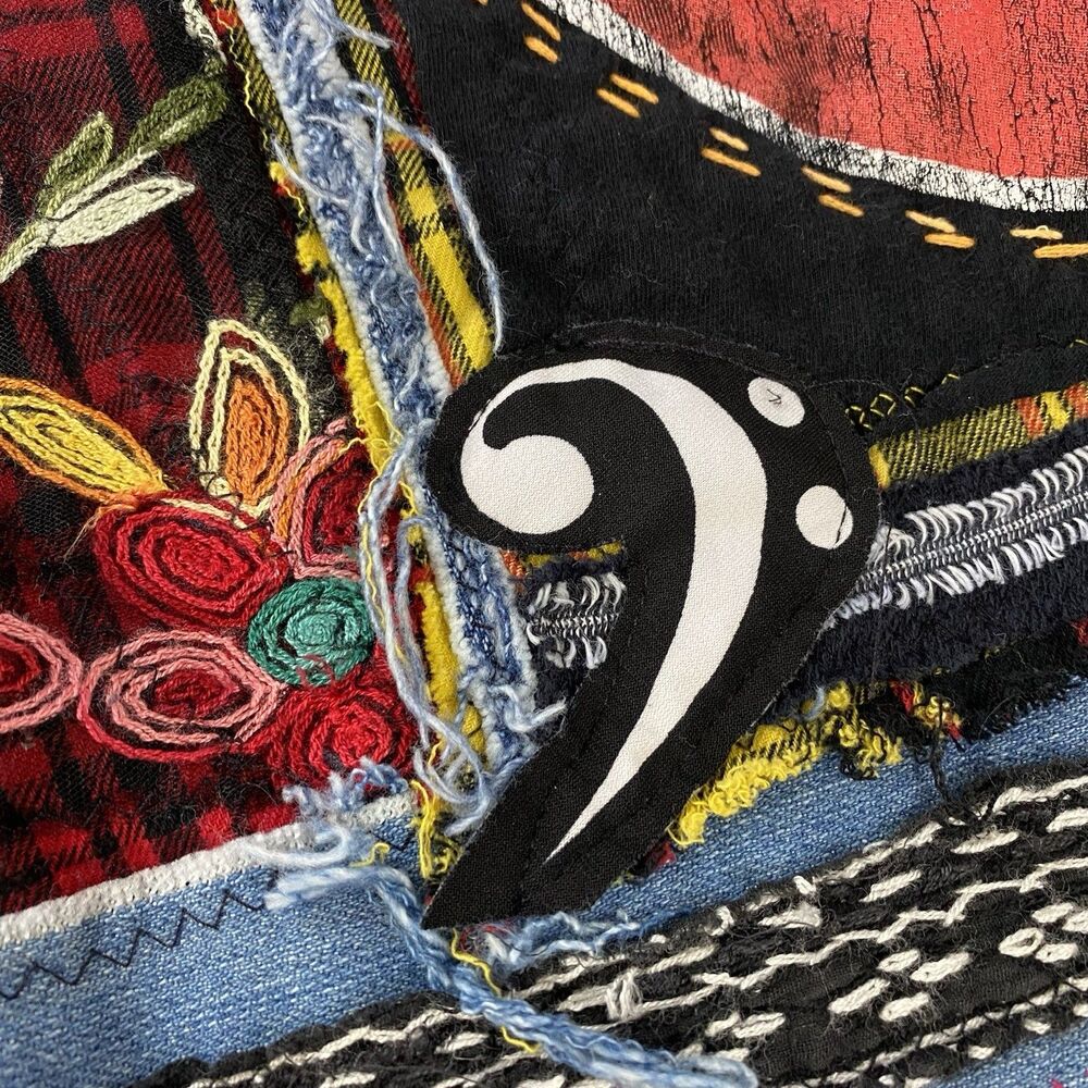 Upcycled Flannel Shirt Shacket Womens 3X Lips Stones Custom Grunge Rocker Skater - Picture 12 of 15